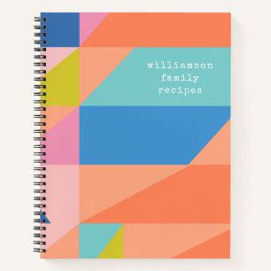Bright Colourful Geometric Orange Custom Recipe Notebook