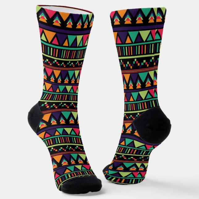 Bright Colourful Geometric Pattern Socks (Angled)