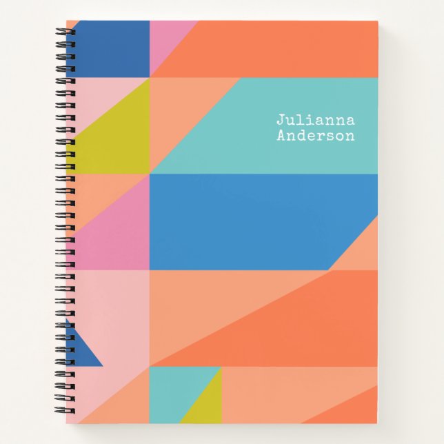 Bright Colourful Geometric Shapes Personalized Nam Notebook (Front)