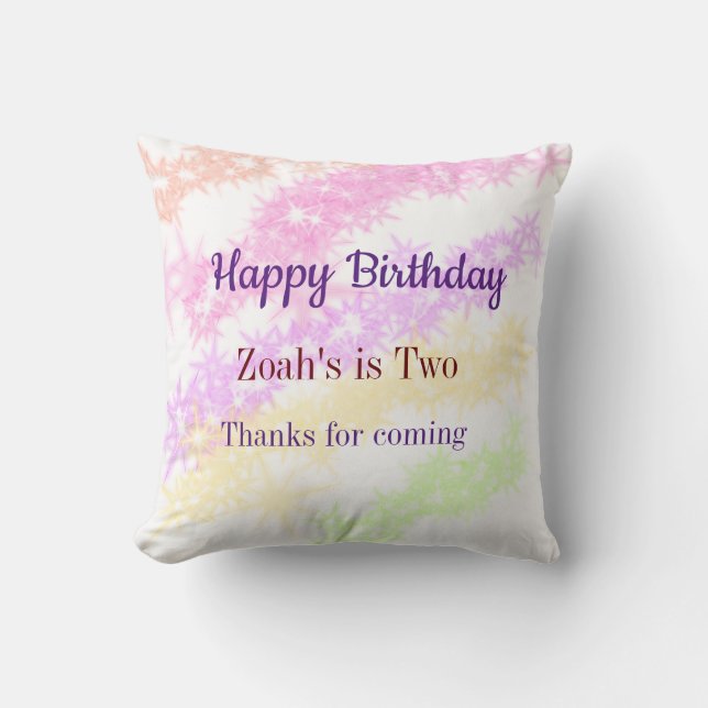 Bright colourful glitter background happy birthday throw pillow (Front)