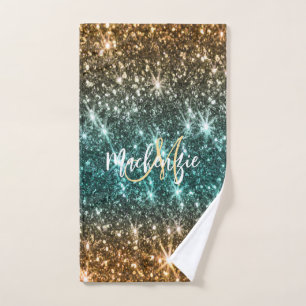 Bright Colourful Glitter Bath Towel Set