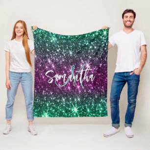 Bright Colourful Glitter Fleece Blanket