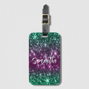 Bright Colourful Glitter Luggage Tag