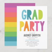 Bright Colourful Grad Party Invitation