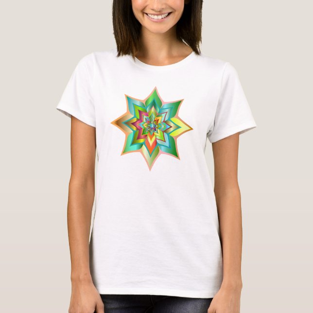 Bright Colourful Green Floral T-Shirt (Front)
