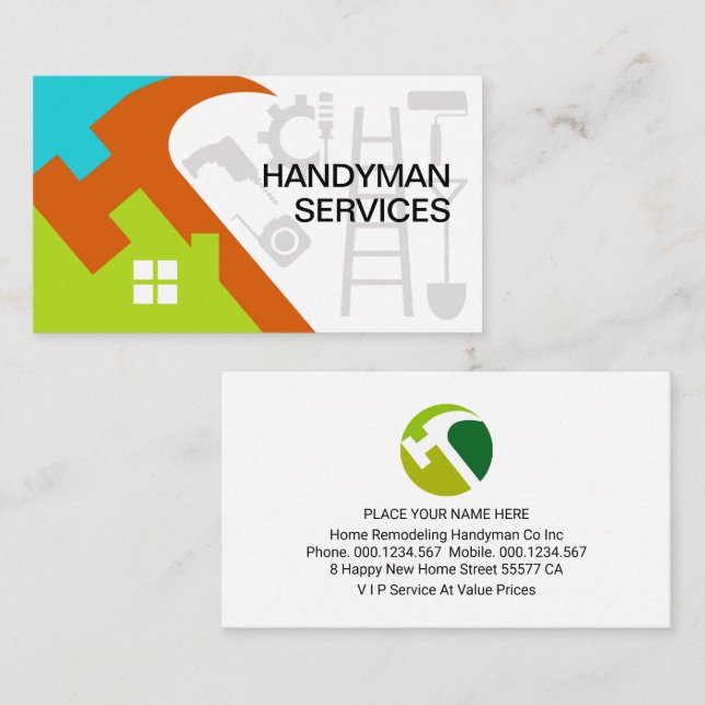 Bright Colourful Hammer Rooftop Business Card (Front/Back)