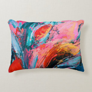 Bright colourful hand painted abstract backgrounda accent pillow