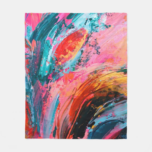 Bright colourful hand painted abstract backgrounda fleece blanket (Front)