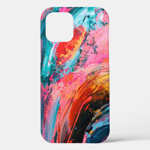 Bright colourful hand painted abstract backgrounda iPhone 12 case