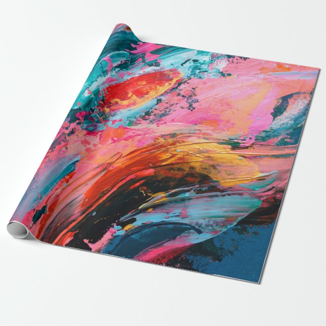 Bright colourful hand painted abstract backgrounda wrapping paper (Unrolled)