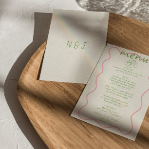 Bright Colourful Handwritten Fun Modern Wedding Menu