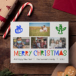 Bright Colourful Handwritten Photo Christmas Holiday Card<br><div class="desc">This design was created though digital art. It may be personalized in the area provided by changing the photo and/or text. Or it can be customized by choosing the click to customize further option and delete or change the colour the background, add text, change the text colour or style, or...</div>