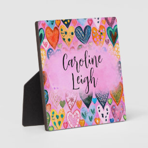 Bright Colourful Hearts Personalized Nursery  Plaque