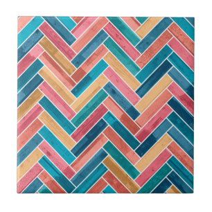 Bright Colourful Herringbone Pattern Tile