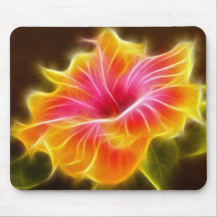 Bright Colourful Hibiscus Flower Mouse Pad