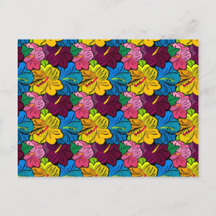 Bright Colourful Hibiscus Flowers Postcard