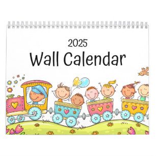 Bright Colourful Kids' 2025 Wall Calendar