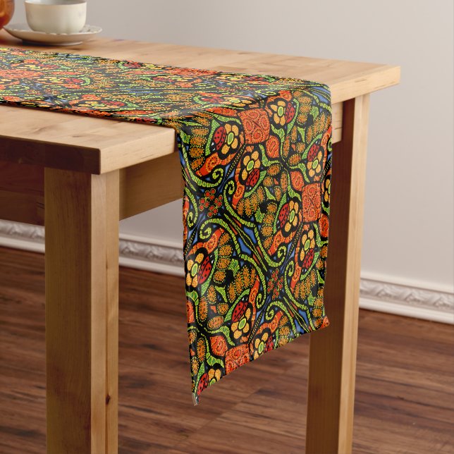Bright Colourful Ladybug Pattern Medium Table Runner (In Situ)