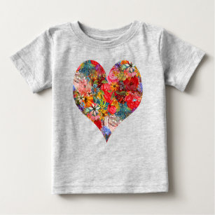 Bright Colourful Large Abstract Floral Pattern Baby T-Shirt