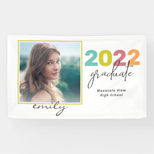 Bright Colourful Lettering Graduate Photo and Name Banner
