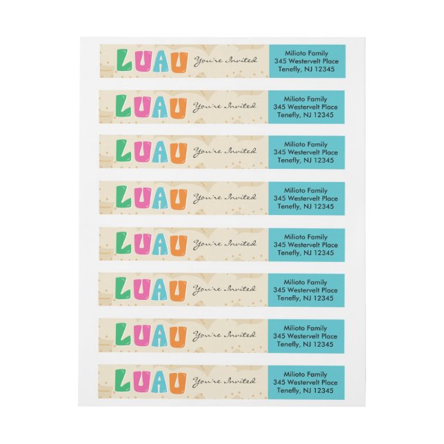 Bright & Colourful Luau Wraparound Address Label (Sheet)