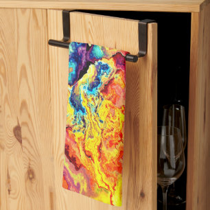 Bright colourful marble  kitchen towel