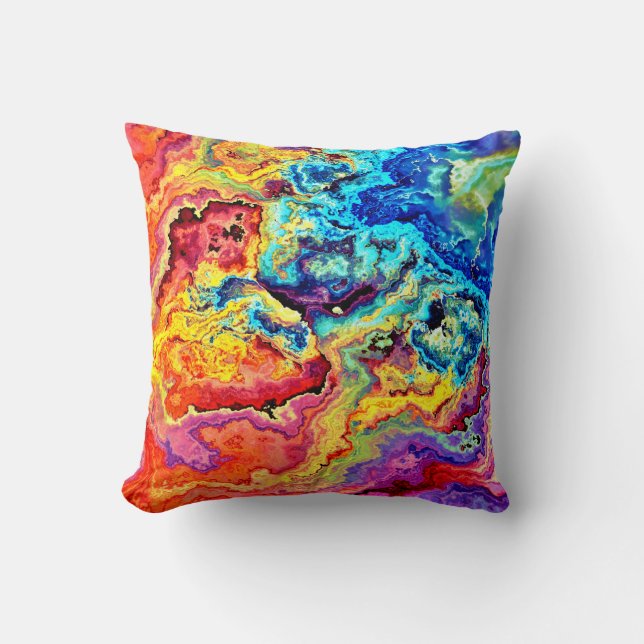 Bright colourful marble  throw pillow (Front)