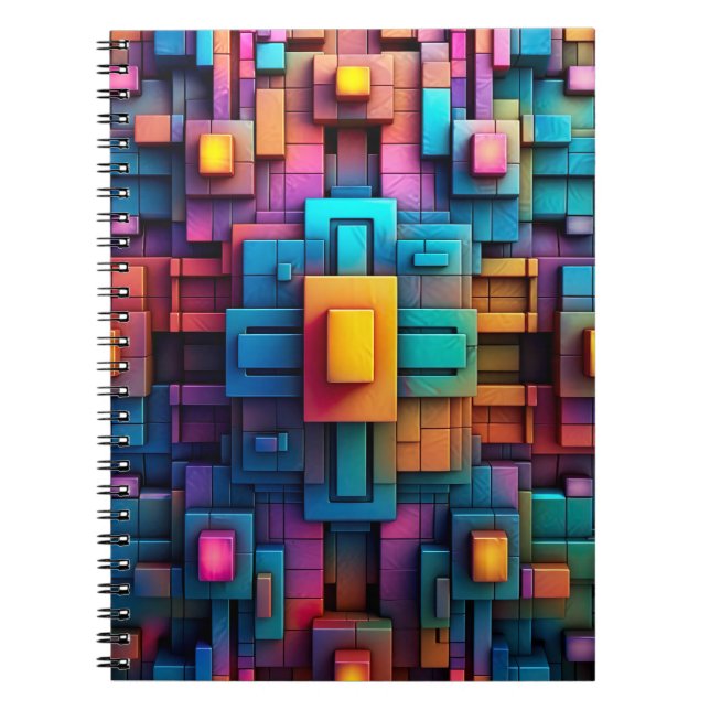 Bright Colourful Minimalist Geometric Shapes Notebook (Front)