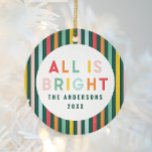 Bright colourful modern Christmas family Square St Ceramic Ornament<br><div class="desc">Bright colourful modern Christmas family</div>