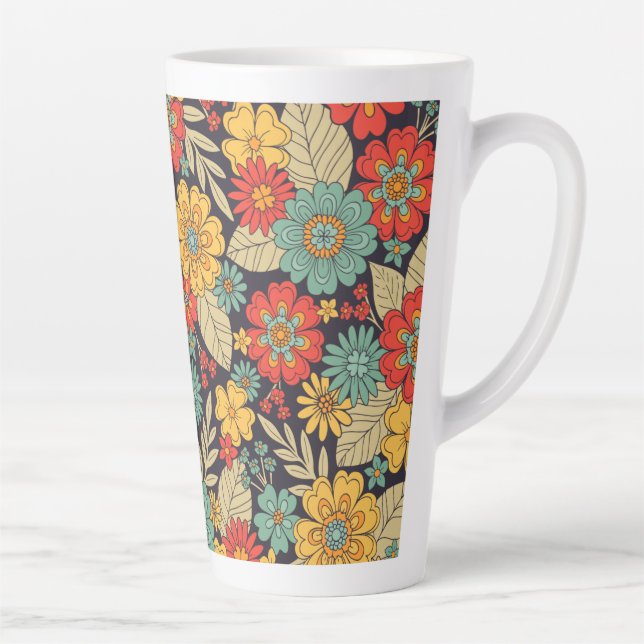 Bright, Colourful Modern Floral Latte Mug (Right)