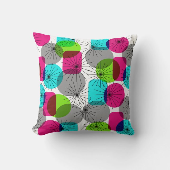 Bright Colourful Modern Geometric Pattern Throw Pillow (Front)