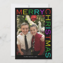 Bright Colourful Modern Merry Christmas Photo blac