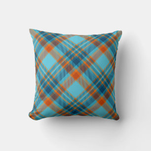 Bright Colourful Modern Tartan Plaid Pattern Throw Pillow