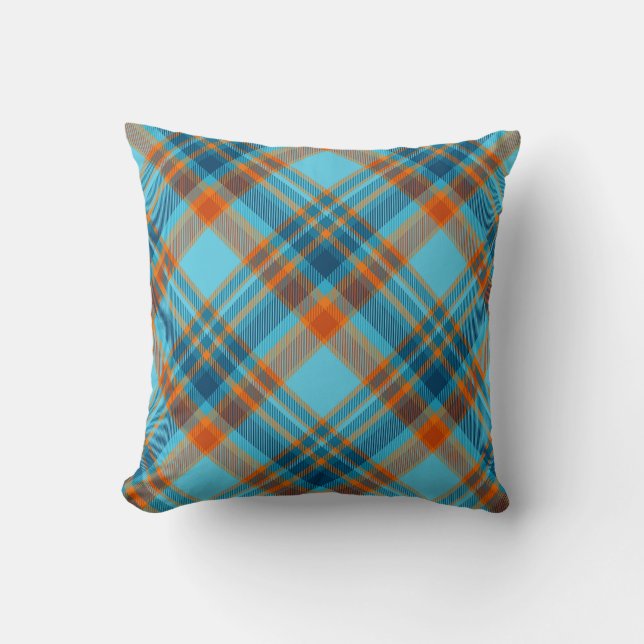 Bright Colourful Modern Tartan Plaid Pattern Throw Pillow (Front)