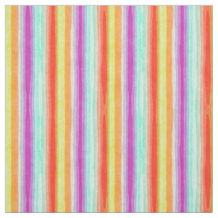 Bright Colourful Modern Watercolor Stripes Pattern Fabric