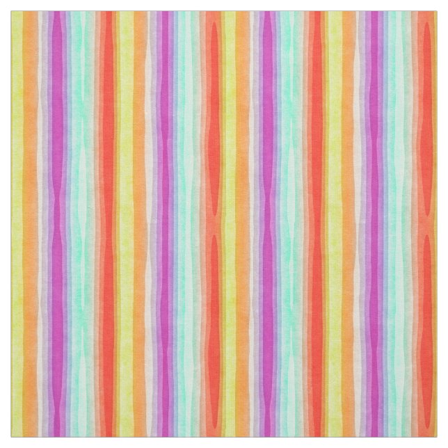 Bright Colourful Modern Watercolor Stripes Pattern Fabric (Swatch)