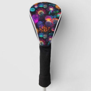 Bright Colourful Neon Burst Pattern Golf Head Cover