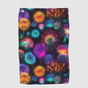Bright Colourful Neon Burst Pattern Golf Towel