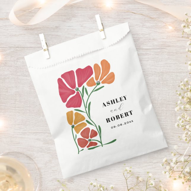 Bright & Colourful Nouveau Floral Wedding Favour Bag (Clipped)