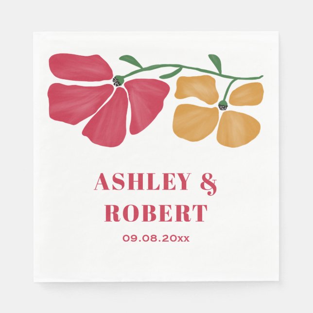 Bright & Colourful Nouveau Floral Wedding Receptio Napkin (Front)