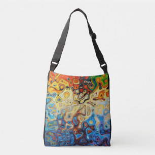 Bright Colourful Oil Paint Blue Yellow Abstract Ar Crossbody Bag