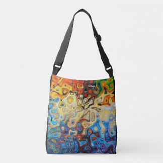 Bright Colourful Oil Paint Blue Yellow Abstract Ar Crossbody Bag