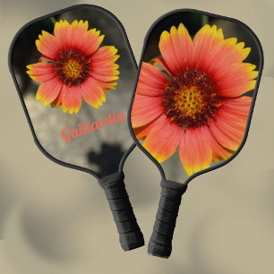 Bright Colourful Orange Gaillardia Sunflower Flora Pickleball Paddle