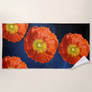 Bright Colourful Orange Tangerine Poppy Flower Beach Towel