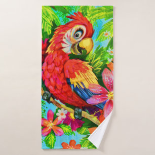 bright colourful parrot bath towel set