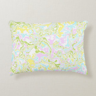 Bright Colourful Pastel Trippy Retro Boho Marble Accent Pillow