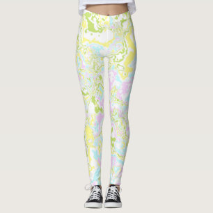 Bright Colourful Pastel Trippy Retro Boho Marble Leggings
