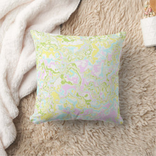 Bright Colourful Pastel Trippy Retro Boho Marble Throw Pillow
