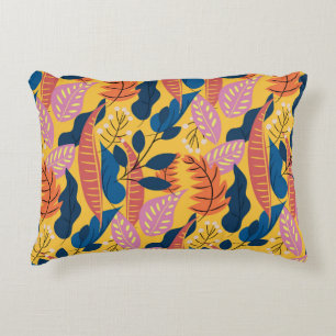 Bright colourful pattern with tropical leaves, be accent pillow