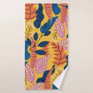 Bright colourful pattern with tropical leaves,  be bath towel